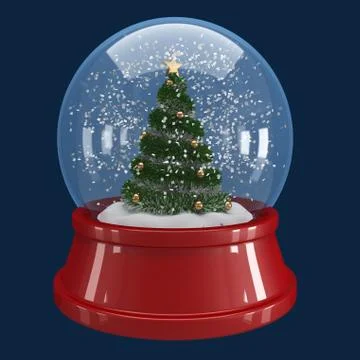 Christmas tree in a snow globe Illustrazione stock