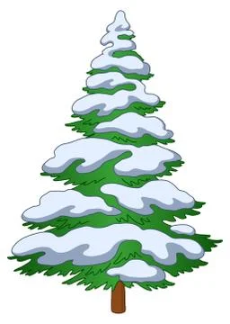 Christmas tree with snow Stock Illustration
