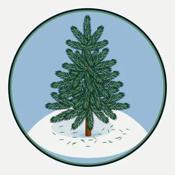 Christmas tree in the snow Stock Illustration