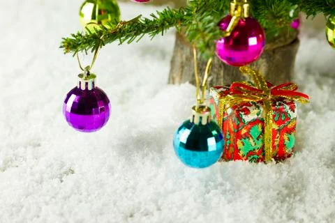 Christmas tree on snow Stock Photos