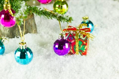 Christmas tree on snow Stock Photos