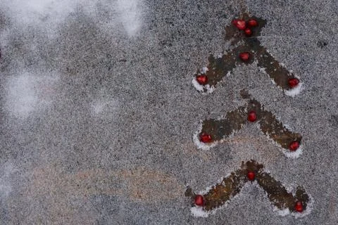 Christmas tree on snow Foto stock