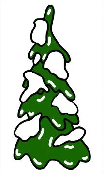Christmas tree in the snow. Vector Stock Illustration