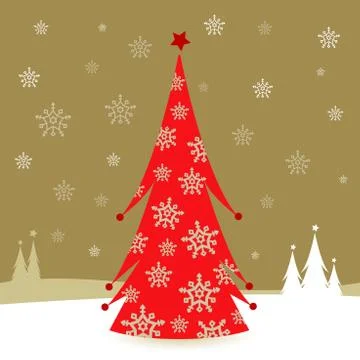 Christmas tree in the snow. Vector illustration Stock Illustration