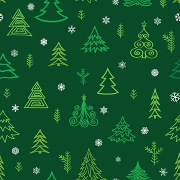 Christmas tree snow winter forest pattern. Holiday icon New Year Tree set Stock Illustration