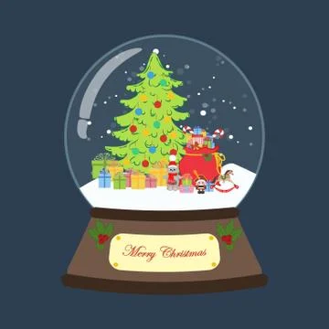 Christmas tree in snowball illustration Stock Illustration