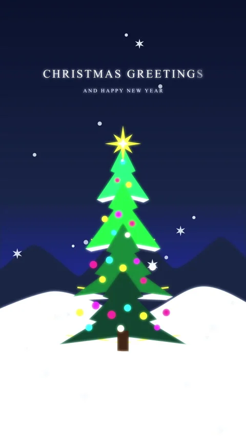 Christmas tree snowfall animation winter holiday greeting loop footage Stock Footage 346540564