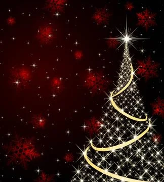 Christmas Tree on Snowflake Background Stock Illustration