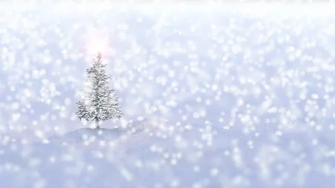 Christmas tree with snowflakes falling slowly on the white environment. Stock Footage 166114361