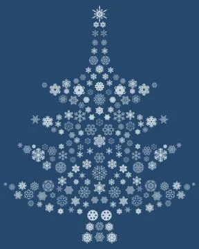 Christmas tree of snowflakes Stock Illustration