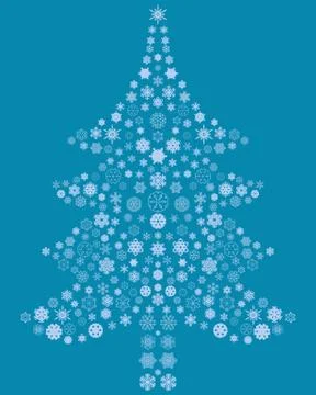 Christmas tree of snowflakes Stock Illustration