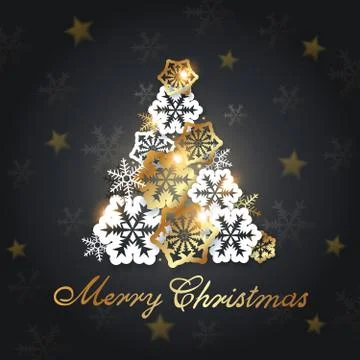 Christmas tree from snowflakes Stock Illustration