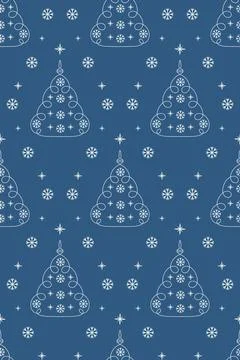 Christmas tree with snowflakes. Pattern. Card. Illustration. 스톡 일러스트