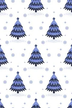 Christmas tree with snowflakes. Pattern. Card. Illustration 1. Stock Illustration