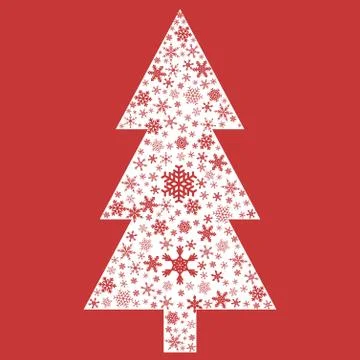 Christmas tree with snowflakes pattern - greeting card vector. Stock Illustration