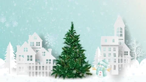 Christmas tree with snowing background Stock Footage 143681890