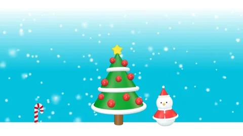Christmas tree, snowman animations Stock Footage 223480336