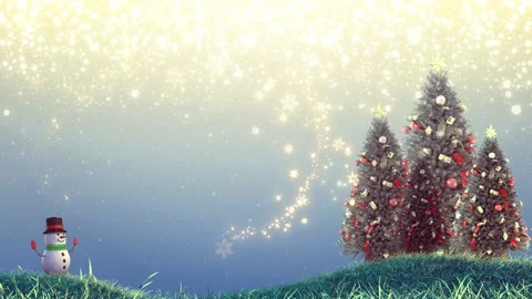 Christmas tree snowman background Stock Footage 254769539