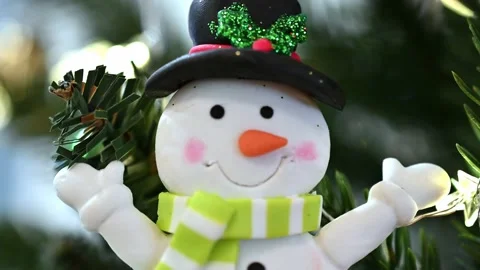 Christmas tree, snowman with scarf Stock Footage 227715180