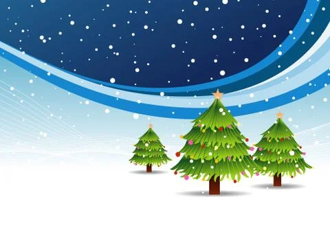 Christmas tree in snowy background Stock Illustration