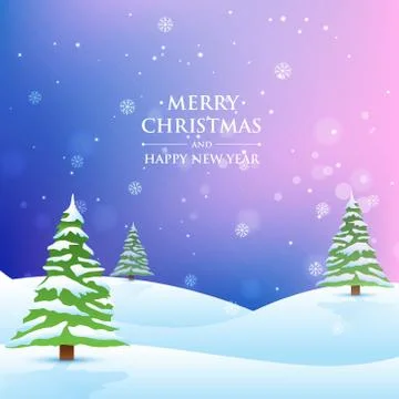 Christmas tree in snowy background Stock Illustration