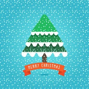 Christmas tree on the snowy background Stock Illustration
