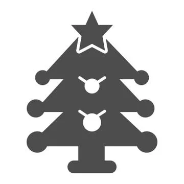 Christmas tree solid icon, Christmas concept, firtree with decoration sign on 库存插图