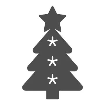 Christmas tree solid icon. Fir-tree vector illustration isolated on white 库存插图