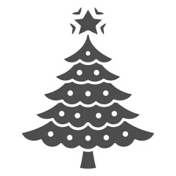 Christmas tree solid icon, New Year concept, fir-tree sign on white background イラスト素材