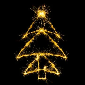 Christmas Tree Sparkler Shape Festive Light Painting Stock Illustration