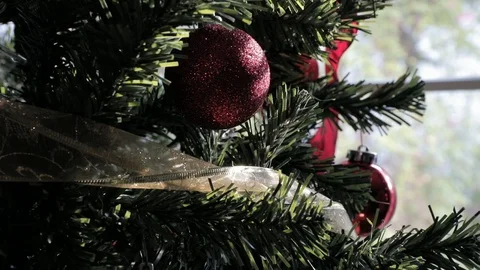 Christmas tree sphere close up Stock Footage 121129276