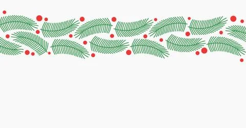 Christmas tree spruce branches border. Vector illustration. Stock Illustration