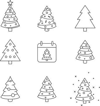 Christmas tree, spruce, pine icon vector image. Christmas tree logo gold decor Stock Illustration