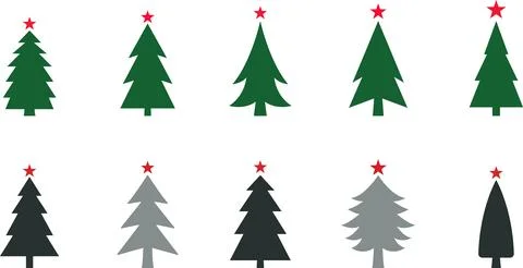 Christmas tree, spruce, pine icon vector image. Christmas tree logo gold decor Stock Illustration