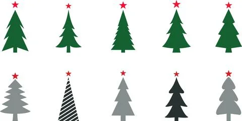 Christmas tree, spruce, pine icon vector image. Christmas tree logo gold decor Stock Illustration