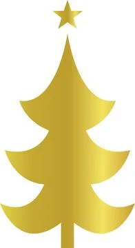 Christmas tree, spruce, pine icon vector image. Christmas tree logo gold decor Stock Illustration