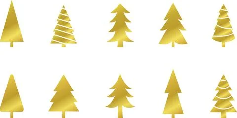 Christmas tree, spruce, pine icon vector image. Christmas tree logo gold decor Illustrazione stock