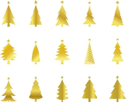 Christmas tree, spruce, pine icon vector image. Christmas tree logo gold decor Stock Illustration