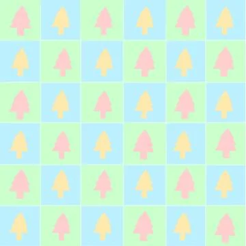 Christmas tree in square set pastel plaid pattern background... Stockillustratie