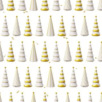 Christmas tree with star decorations vector seamless pattern, realistic glossy Stock Illustration