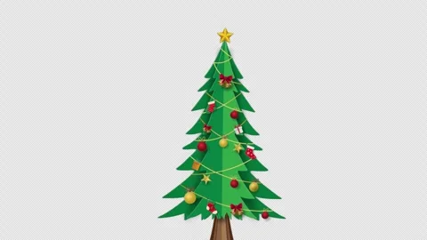 Christmas tree with a star on it copy space Animation video with alpha channe Stock Footage 291536295