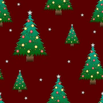 Christmas Tree with Star on Red Background Stock Illustration