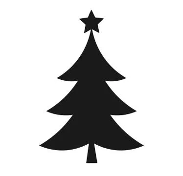 Christmas tree  with star, shape black icon. Vector illustration. Stock Illustration