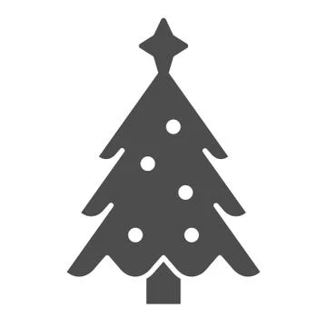 Christmas tree with a star solid icon. Fir-tree vector illustration isolated on イラスト素材