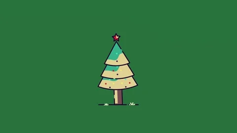 A christmas tree with star on top and green background carto isolated isolated Stock Footage 336858218