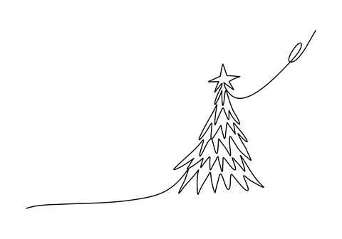 Christmas tree with a star on top one line drawing. Vector illustration. Stockillustratie