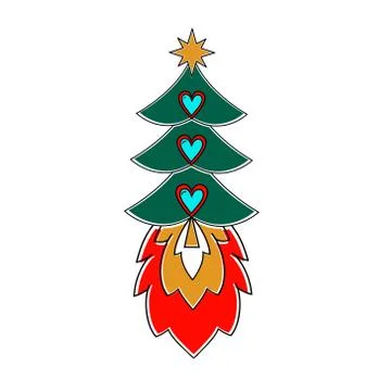 Christmas tree starting as a rocket launch vector icon white flat design Illustrazione stock