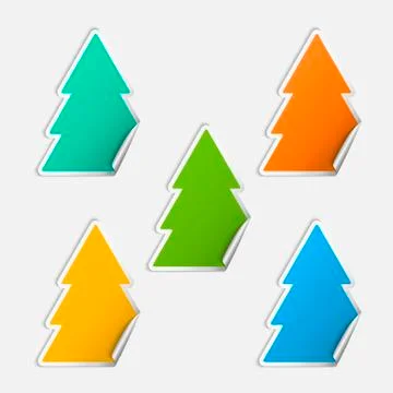 Christmas tree Sticker set Stock Illustration