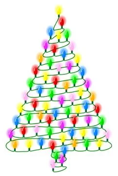 Christmas tree from a string of lights on white Illustrazione stock