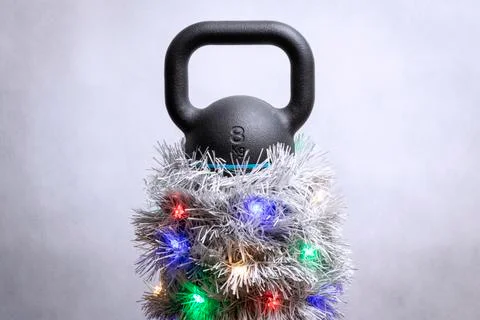 Christmas tree styled kettlebell Stock Photos